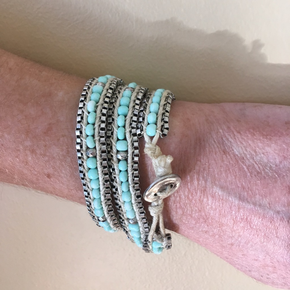 Wrap Turquoise Beaded Bracelet